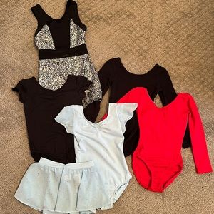 Girls dance leotards and one skirt.